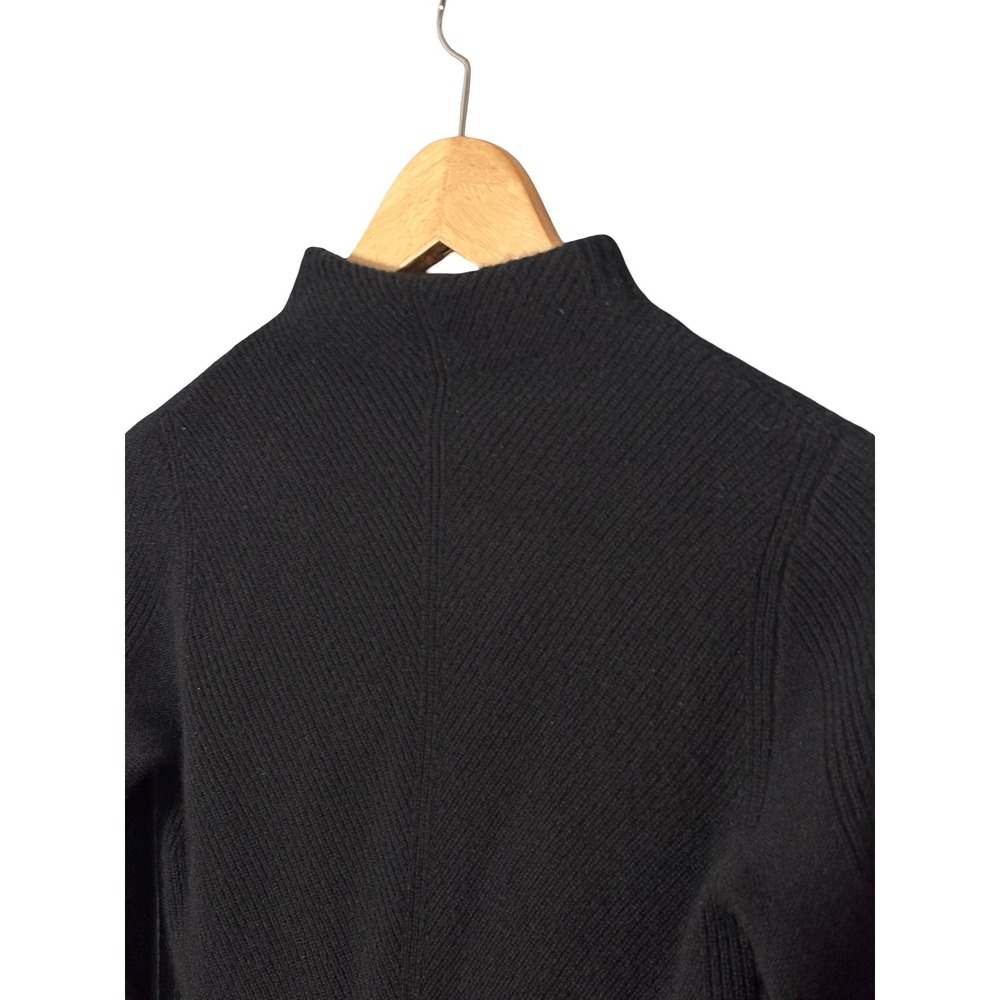 Anthropologie Pine Mongolian Cashmere Mock Neck Ribbed Sweater XS Black - Picture 2 of 4